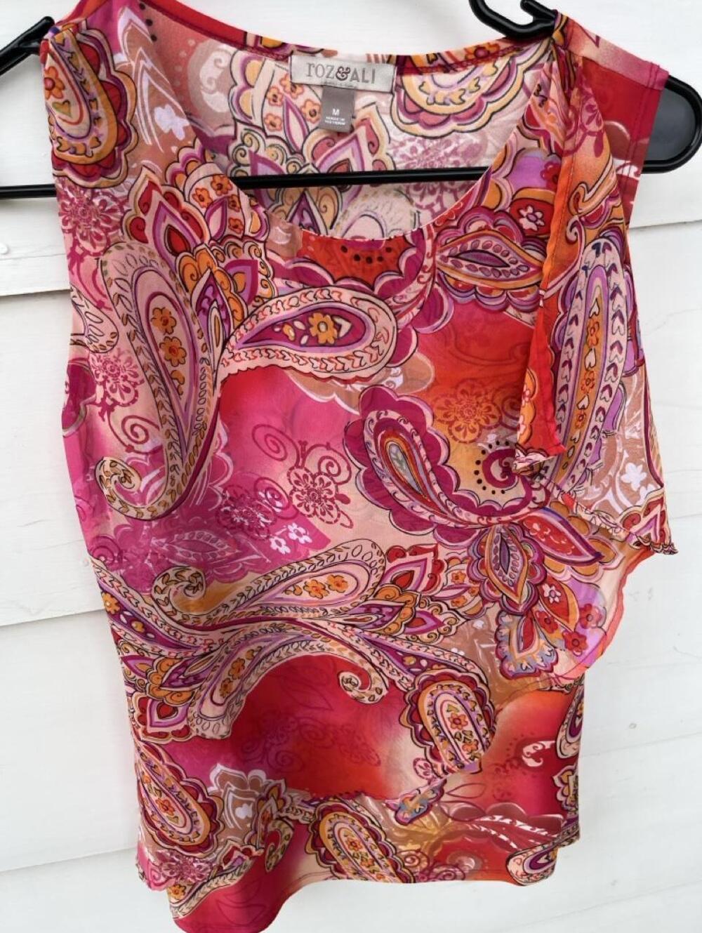 Y2K Pink Paisley Asymmetrical l Top